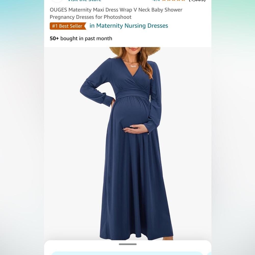 Navy Blue Pleated Empire Waistline Maxi Dress